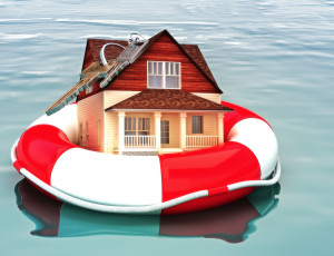 Home floating on a life preserver